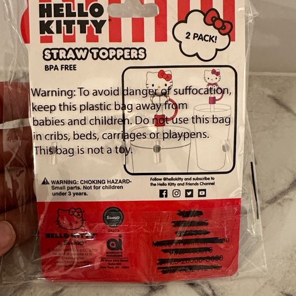 Hello Kitty Red and Pink Straw Toppers - Picture 2 of 3